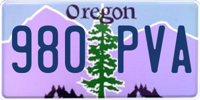 OR license plate 980PVA