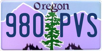 OR license plate 980PVS