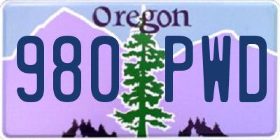 OR license plate 980PWD
