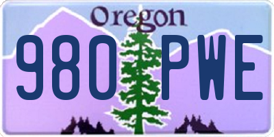 OR license plate 980PWE