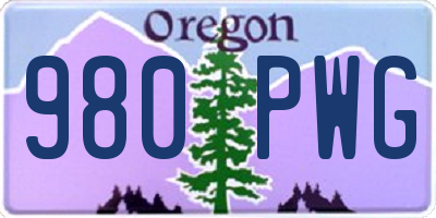 OR license plate 980PWG