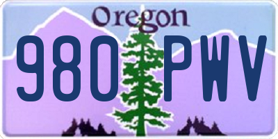 OR license plate 980PWV