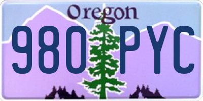 OR license plate 980PYC