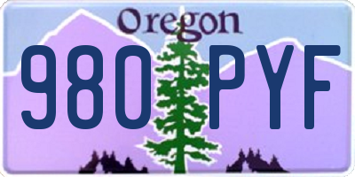 OR license plate 980PYF