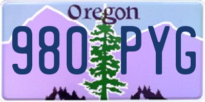 OR license plate 980PYG