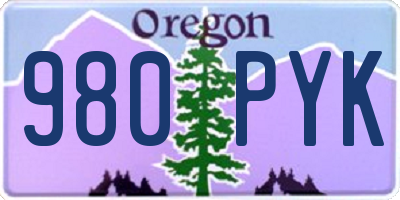 OR license plate 980PYK