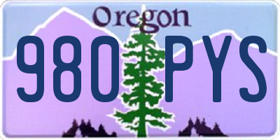 OR license plate 980PYS