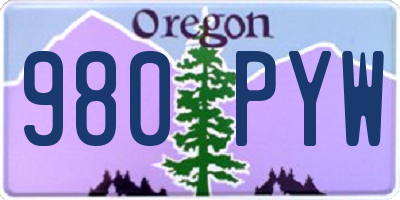 OR license plate 980PYW