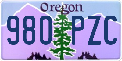 OR license plate 980PZC