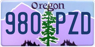 OR license plate 980PZD