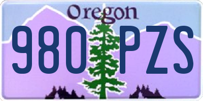 OR license plate 980PZS
