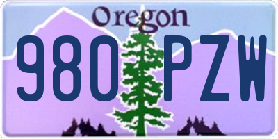OR license plate 980PZW