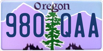 OR license plate 980QAA