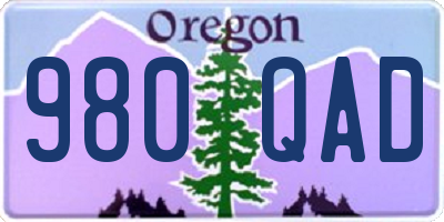 OR license plate 980QAD