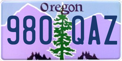 OR license plate 980QAZ