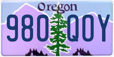 OR license plate 980QOY