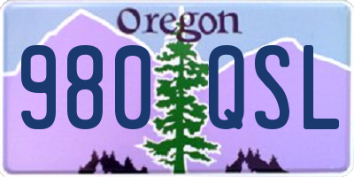 OR license plate 980QSL