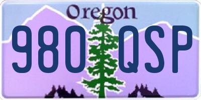 OR license plate 980QSP