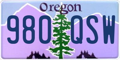 OR license plate 980QSW