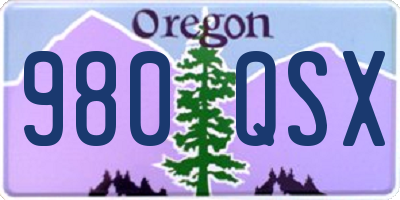 OR license plate 980QSX