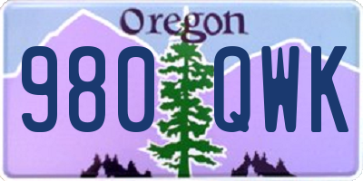 OR license plate 980QWK