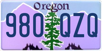 OR license plate 980QZQ