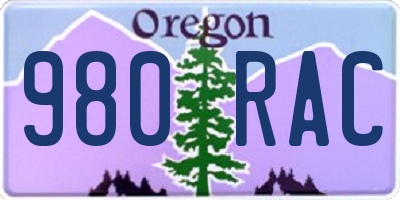 OR license plate 980RAC