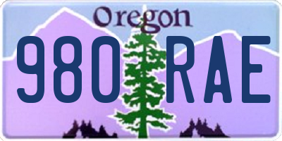 OR license plate 980RAE