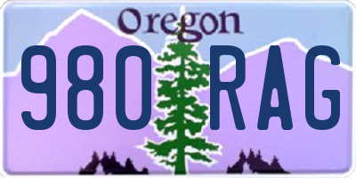 OR license plate 980RAG