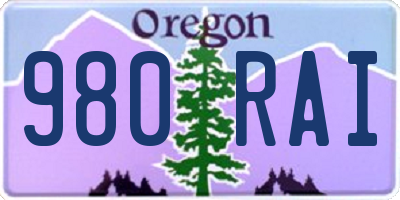 OR license plate 980RAI