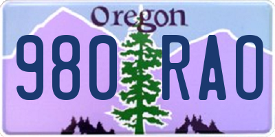 OR license plate 980RAO