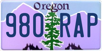 OR license plate 980RAP