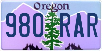 OR license plate 980RAR