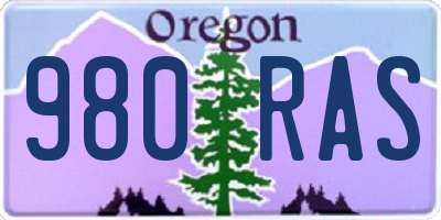 OR license plate 980RAS
