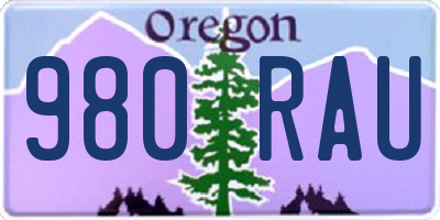 OR license plate 980RAU