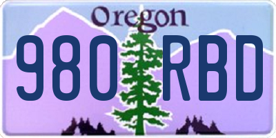 OR license plate 980RBD