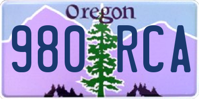 OR license plate 980RCA