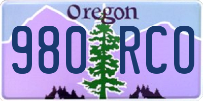OR license plate 980RCO