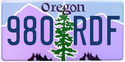 OR license plate 980RDF