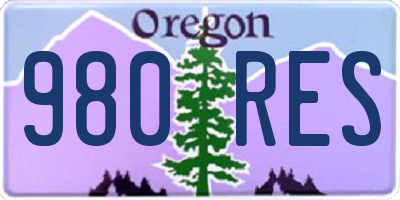 OR license plate 980RES