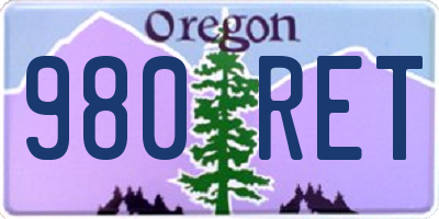 OR license plate 980RET