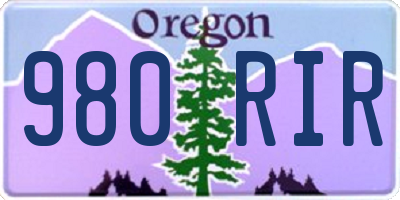 OR license plate 980RIR