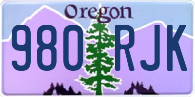OR license plate 980RJK