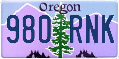 OR license plate 980RNK