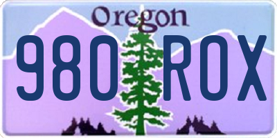 OR license plate 980ROX