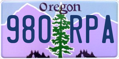 OR license plate 980RPA