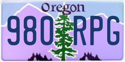 OR license plate 980RPG