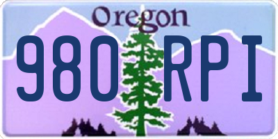 OR license plate 980RPI