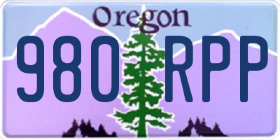 OR license plate 980RPP