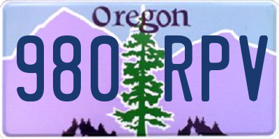 OR license plate 980RPV